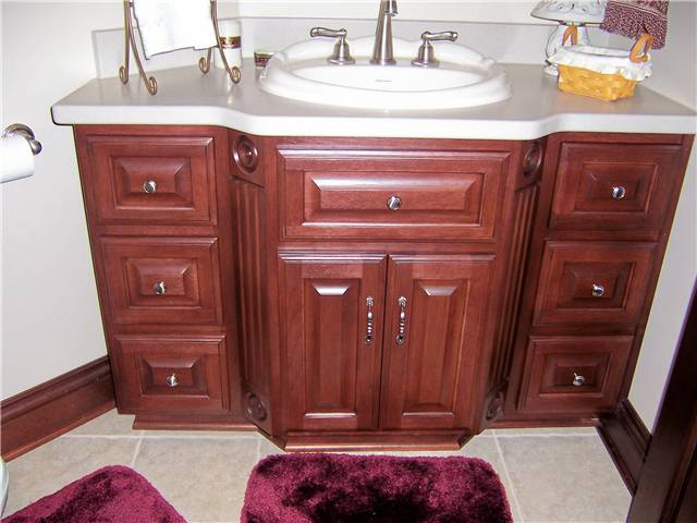 Solid surface countertop with a china drop-in sink
